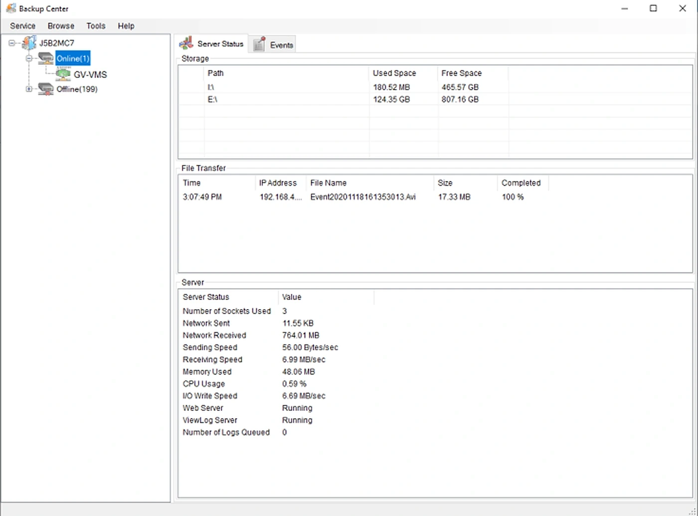Phần mềm sao lưu từ xa GV-Backup Center